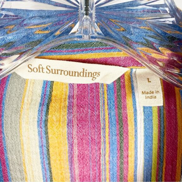 Soft Surroundings Multi Color Tunic Top Embroidered Beaded Cotton Womens Size L - Picture 6 of 11